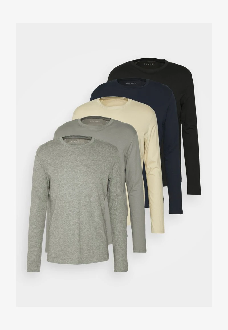 Pier One 5 PACK - Langarmshirt - Black/dark Blue/stone 8 Pier One 5 PACK - Langarmshirt - Black/dark Blue/stone – Bild 6