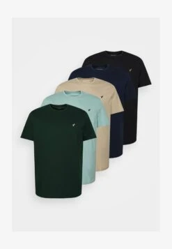 Pier One 5 PACK - T-Shirt Basic - Dark Green/beige/light Blue -Pier One 7af36362bd71478faf64c035d446b9b1