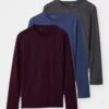 Pier One 3ER PACK - Long Sleeved Top - Dk. Grey Melange/bordeaux Melange/dk. Blue Melange