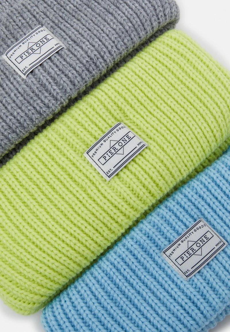 Pier One UNISEX 3 PACK - Mütze - Grey, Neon Green, Light Blue 5 Pier One UNISEX 3 PACK - Mütze - Grey, Neon Green, Light Blue – Bild 3