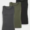 Pier One 3 PACK - Unterhemd/-shirt - Black/khaki/mottled Dark Grey 2 Pier One 3 PACK - Unterhemd/-shirt - Black/khaki/mottled Dark Grey -Pier One dcdf4f7f98684599b47537ac7ea160f4