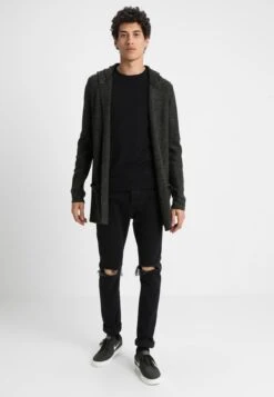 Pier One Strickjacke - Black/olive -Pier One f0b86351320f4fb28ab9995d1fcf925e